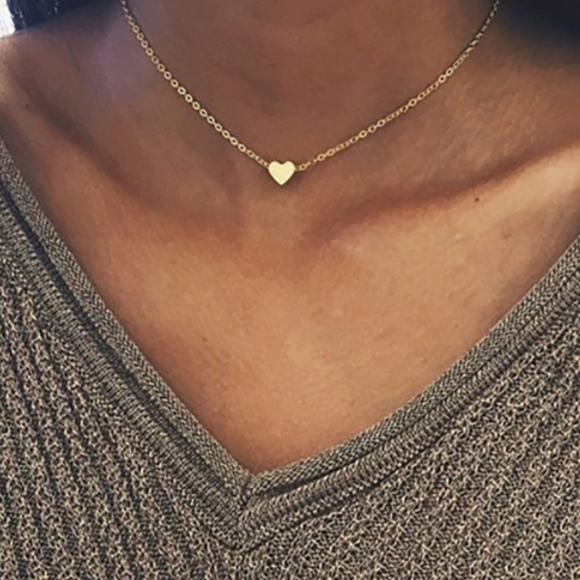 Jewelry - Gold or Silver- Crystal Heart Choker Necklace